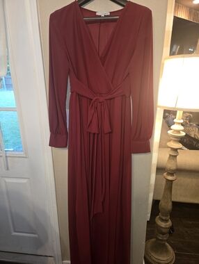 Baltic Born Burgundy Long Sleeve Wrap Maxi Dress